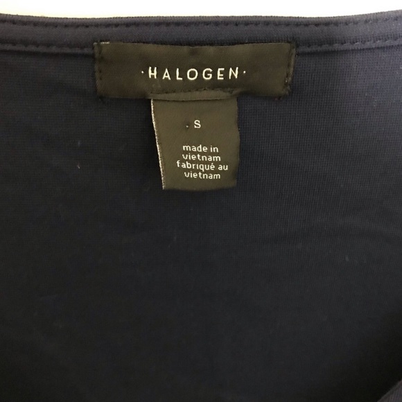 Halogen Navy Multi Stripe Ruffle Hem Knit Dress - Picture 6 of 7